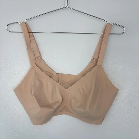 Honeylove Bra Womens M+ Beige Wireless Mesh T Shirt Adjustable‎ Straps Back