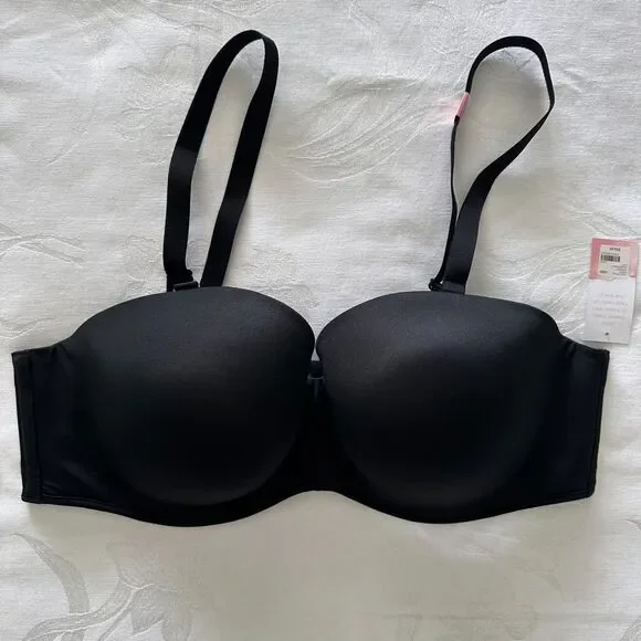 Cacique Lane Bryant Womens Bra (42DD) Black‎ Boost Push Up Multi-Way Strapless