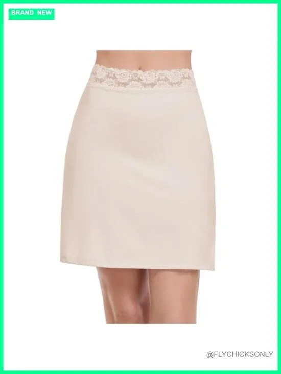Half Slip Underskirt with Floral Lace Waistband Anti-Static