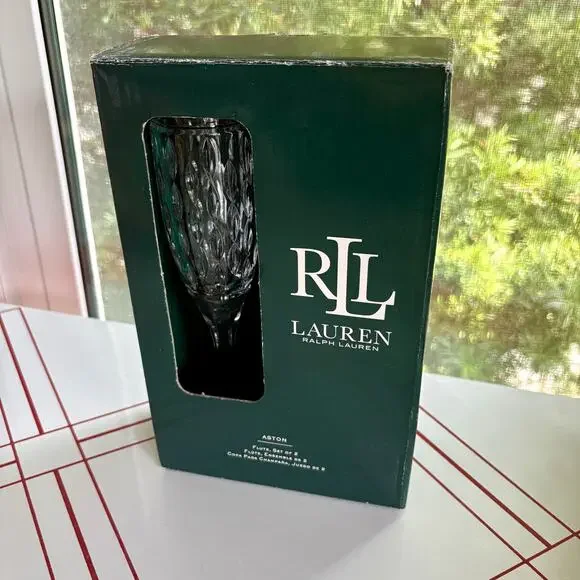 Ralph Lauren Aston Crystal Champagne Flutes Set of 2 with Original Box