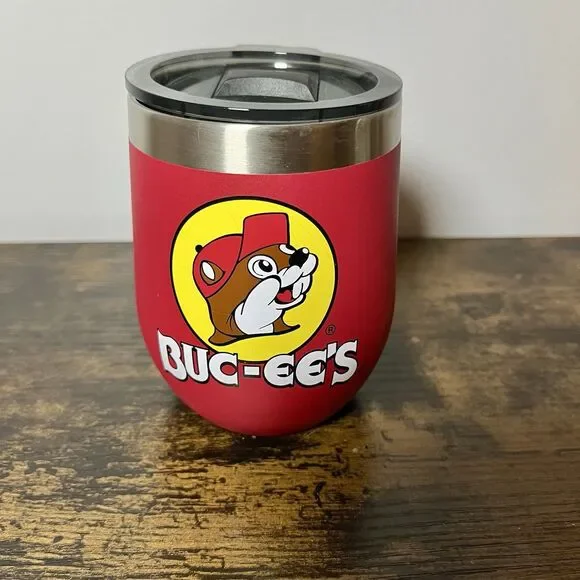 Buc-ee’s 10 Oz Stainless Steel Red Tumbler Insulated Cup w/ Lid Travel Mug
