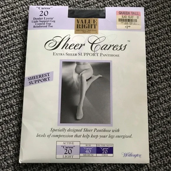 Sheer Caress VINTAGE NWT‎ 20 Light Support Control Top Pantyhose
