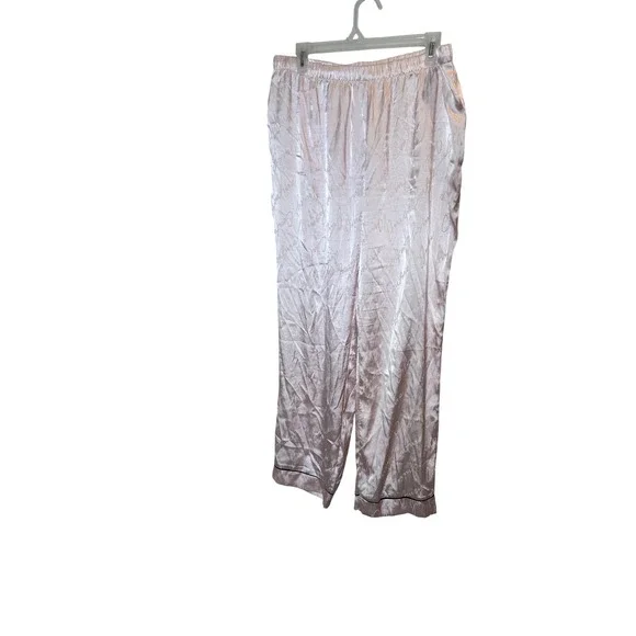 Juicy Couture‎ Pajama Pants Womens XL Pink Satin Logo Print Sleepwear Lounge