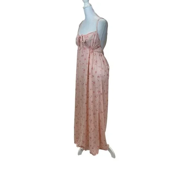 Vintage‎ J. Berkleigh Vintage Pink Floral Long Nightgown Size Small