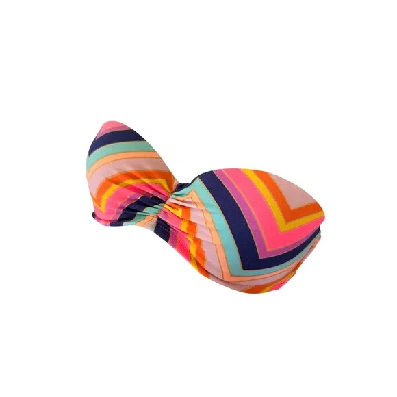 Y2K 2000s Victorias‎ Secret Chevron Stripe Bandeau Bikini Top Multi Color Gold