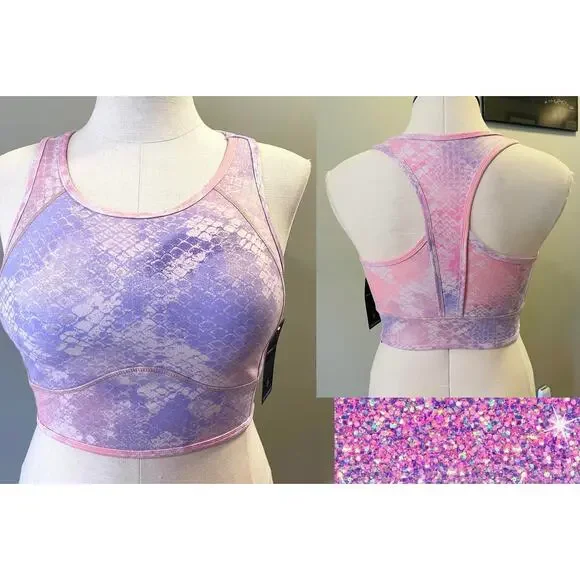 Torrid 2 (2X) New Purple/Pink Shine Longline Performance Core Gym Sports‎ Bra