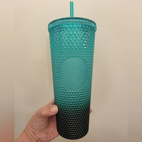 NWT Starbucks Mint/Dark Green Gradient Studded Venti Tumbler