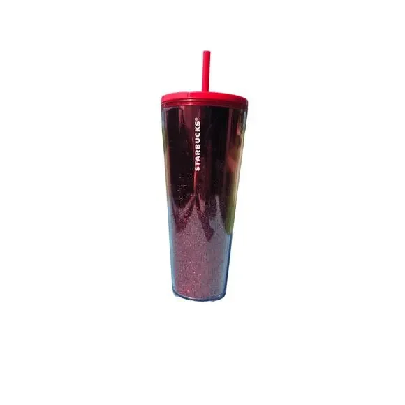Starbucks Red‎ Mirror Glitter Cold Cup Tumbler (24 oz) 2019 Holiday Christmas