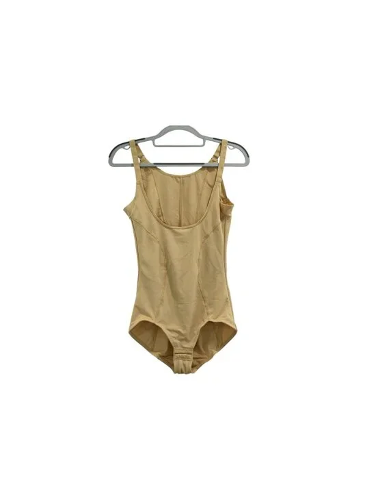 Maidenform Open Bust Tummy Control Shapewear Bodysuit Sz M Beige Tan FL2656