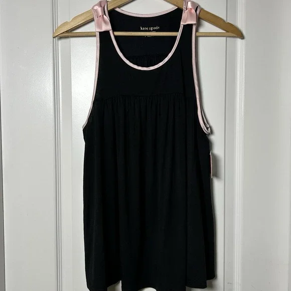 Kate Spade New York Black and Pink Bow Chemise Nightgown‎ Coquette Y2K Style