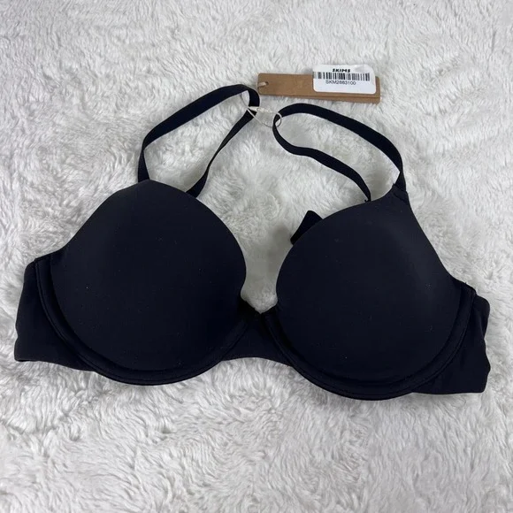 SKIMS Fits Everybody T-Shirt Bra Onyx Black BR-UWR-2294 Underwire Size 30C NEW‎