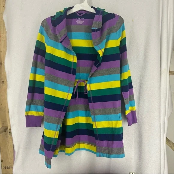 Xhilaration Striped Hooded Front Tie‎ Long Sleeve Sleepwear Cover Up Womens XS