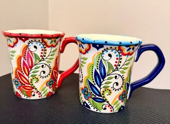 Two Tabletops Unlimited’s Bocca España handcrafted earthenware mugs.