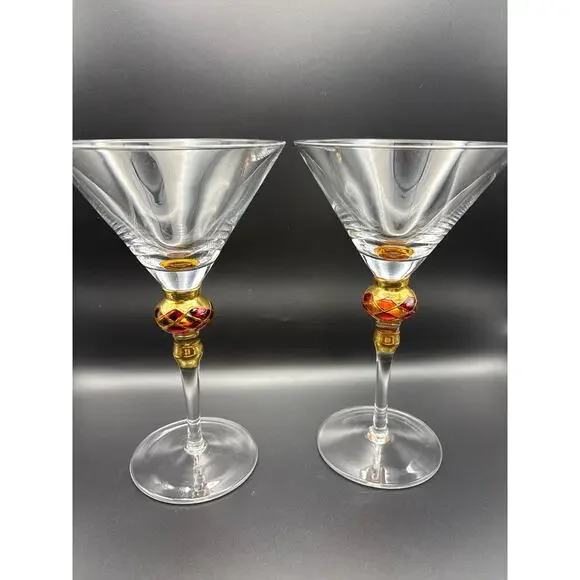 Artland Christmas Splendor Martini Glasses 8” Set of two Holiday Glassware