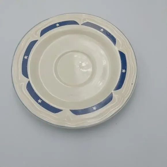 Tienshan Stoneware white & Blue Saucer from‎ the Fantasy Unicorn Set VTG