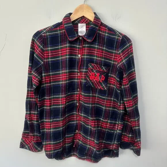 Gap X Pendleton Pajama Top Womens Small Red Tartan Plaid Flannel Classic Lounge