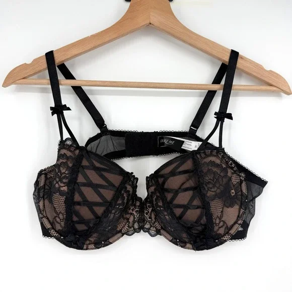 Adore Me Black‎ Enny Contour Balconette Lace Bra 38C