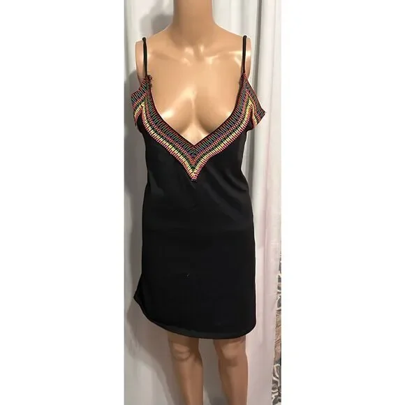 NEW WITH TAGS SEXY YANDY RAINBOW COLORED AND BLACK‎ LINGERIE/DRESS size small