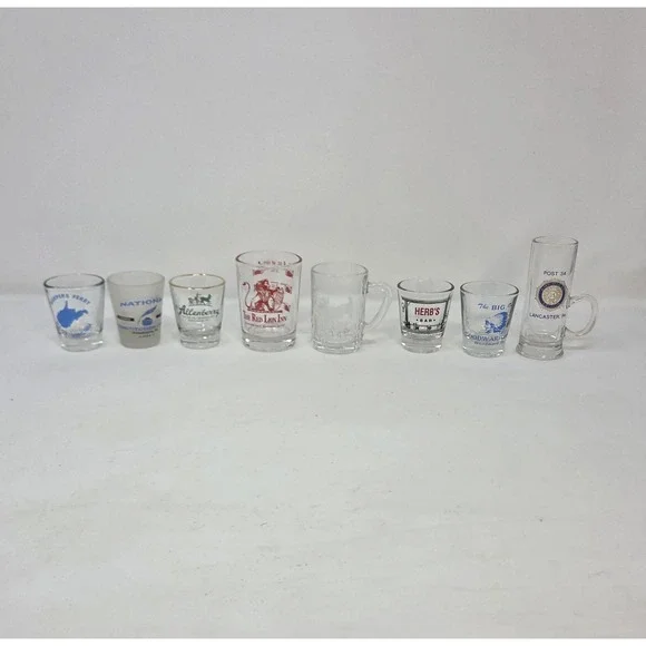 Vintage Souvenir Shot Glass & Mug Lot of 8 PA Bars Attractions Barware