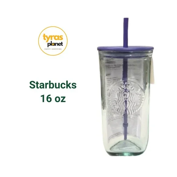Starbucks 2025 Dark Purple/Violet Recycled Triangle Glass Cold Cup Tumbler 16 oz