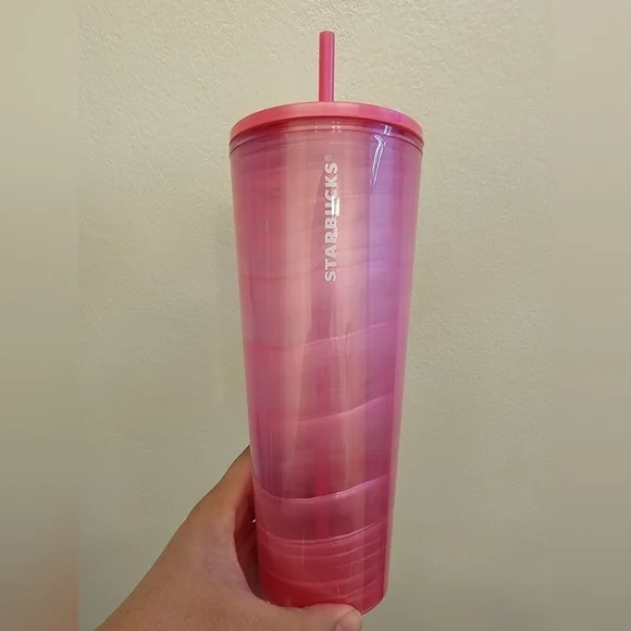 Starbucks 2023 Release Hot Pink Venti Tumbler with Swirl Like Design, 24…