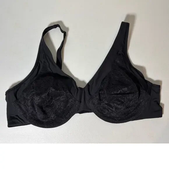Playtex 42B Secrets Ultra Soft No Poke Dreamwire Underwire Bra Black Lace 4833