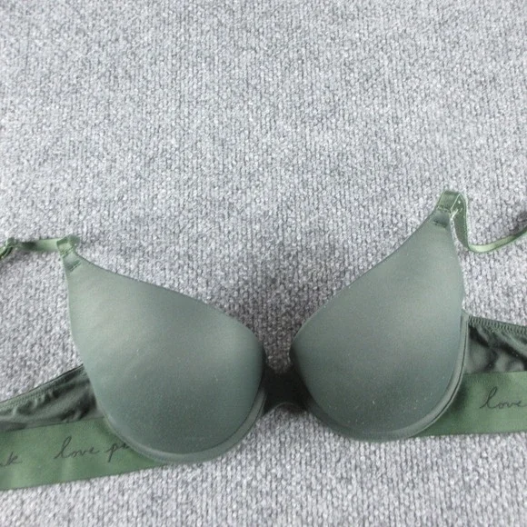 PINK Wear Everywhere Push-Up Bra Womens 34B Green Padded Underwire Everyday