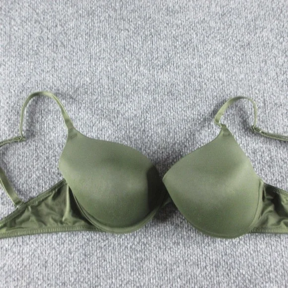 PINK Wear Everywhere Bra Womens 32D Green Lightly Lined Underwire T Shirt