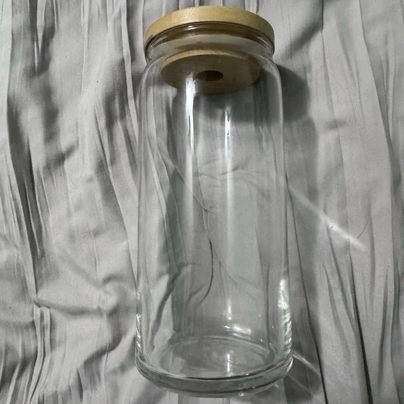 Glass Tumbler with Wooden Lid 🤍