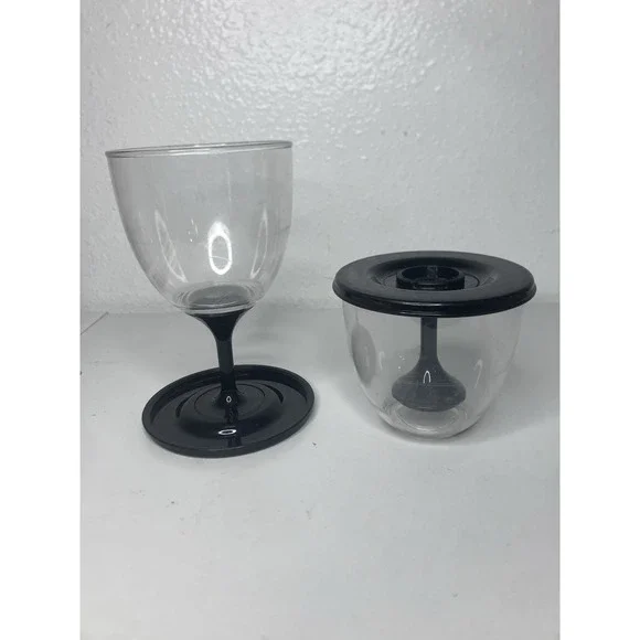 Wine Glasses To Go Compact / Travel Party Vino Cup Set Of 2 Plastic Portable