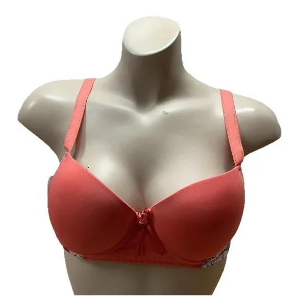 Massam Size Large Peach Floral Lace Underwire Bra. Made in Brazil New.