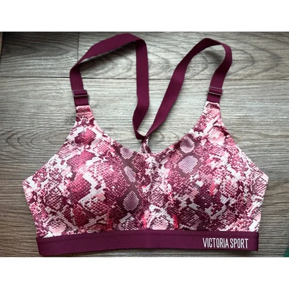 Victoria Sport Pink Burgundy Snake Print Sports Bra 34C‎ Lightweight