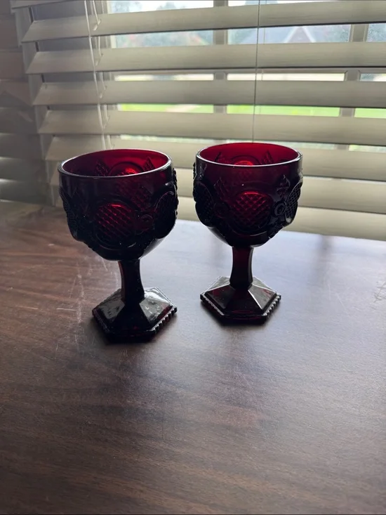 Vintage Ruby Red Goblets - Set of 2