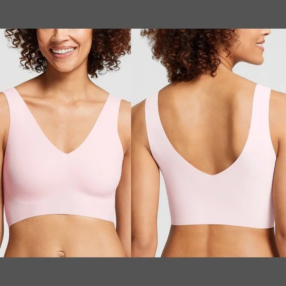 NEW $49 True & Co Padded True Body‎ Wireless Bra in SELBK Pink [SZ Small ]