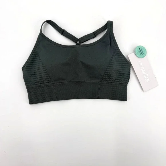 Marika‎ Womens Small Low Impact Seamless Sports Bra Balsam Green Black MK003188