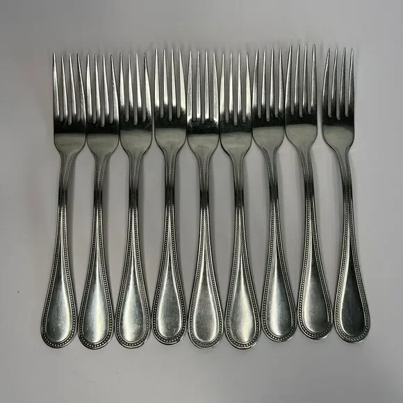 TOWLE 18/8 Stainless Germany Beaded‎ Dinner Forks-Set of 9-8 inches-Replacement