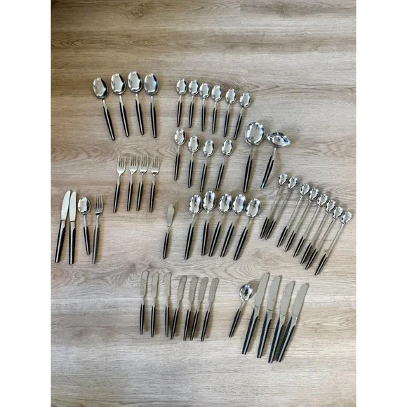 Vintage Crown Eldan Ebosi Stainless Japan Danish Modern 50 Pc Flatware Set