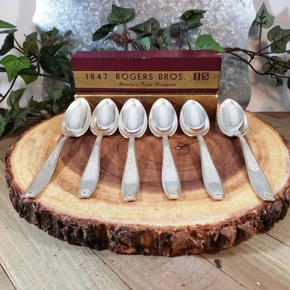 Antique Rare Six Spoons -‎ 1847 Rogers Brothers America's Finest Silverplate  IS
