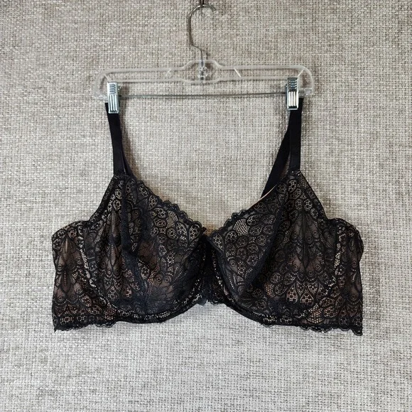 TORRID Curve Black Lace Underwire‎ Balconette Bra Womens 50D Lightweight EUC