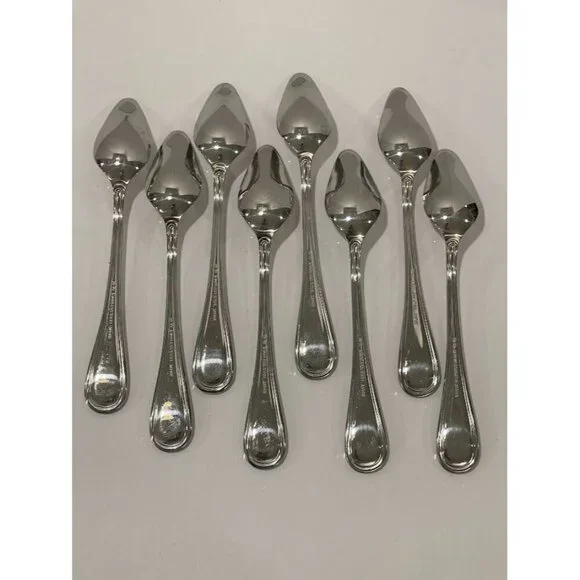 Set Of 8 Vintage Serrated edge citrus Oneida Stainless Steel Demitasse Spoons 4.