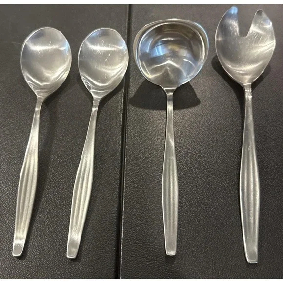 WMF Cromargan Germany Atlanta Motion 4 Piece Serving Set Fork Spoon Ladle VTG