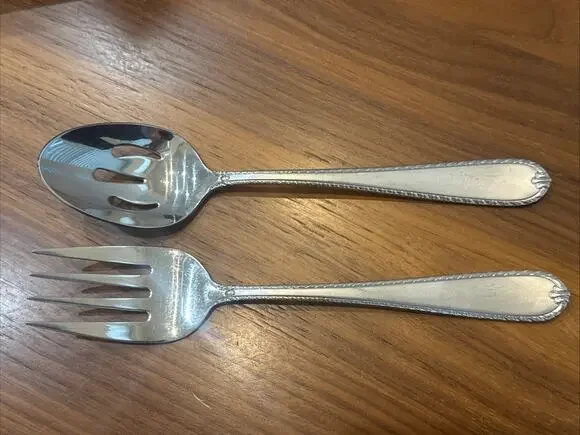 2 Hampton Silversmiths RACHELLE FROST Serving Spoon & Fork Stainless 18/10 Korea