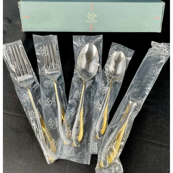 Lenox Debut Gold Stainless Flatware 5 Piece Place Setting 9823092 New