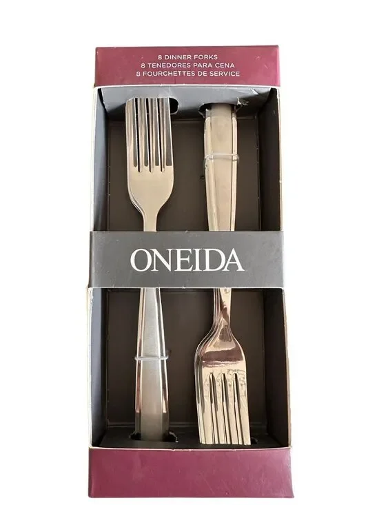 NEW Oneida Peninsula-Castle-Jordan-Laura (Stainless) 8 Dinner Forks Frosted