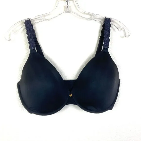 Natori 732080 Pure Luxe Plunge T-Shirt Lined Underwire Bra Black US Size 34 DDD