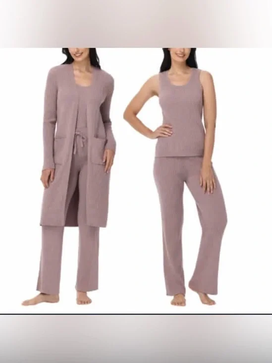 525 America Ribbed 3-Piece Lounge Set in Mauve