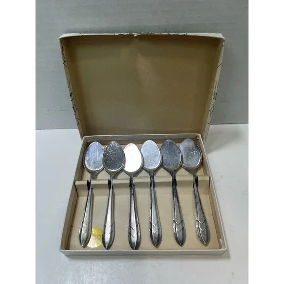 Antique Sheffield England Silverplate Ice Cream Spoons and Tipped Spoons In Box