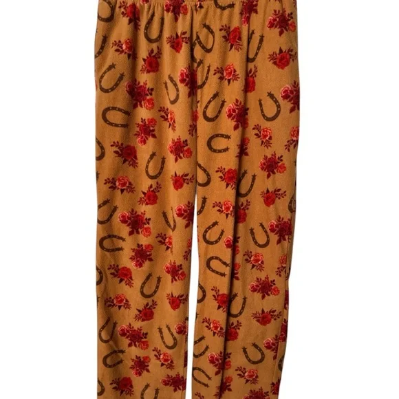 ☑️Red Floral and Horseshoe Pajama Pants