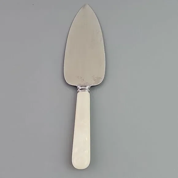 Vintage Wedding Cake Server Sheffield England Pearlized Handle Stainless Steel
