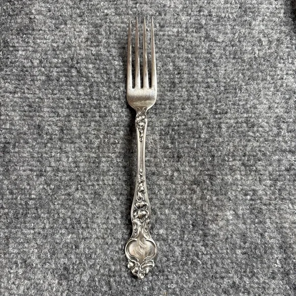 Wallace Violet Sterling Silver Dinner Fork Monogram S Floral Art Nouveau 1904